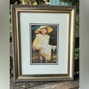 Vintage Reproduction Framed Alexander Mann's Print of Young Girl in Yellow Hat